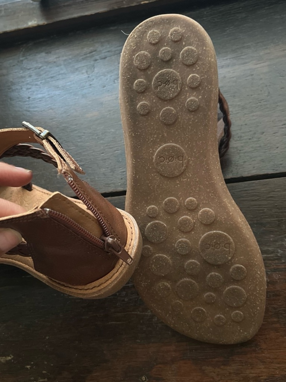 boc Brown Braided Leather Ankle-Strap Sandals - Picture 4 of 5